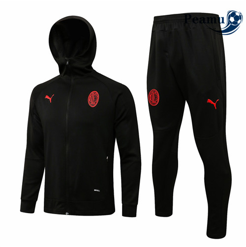 Peamu - Veste Survetement AC Milan à Capuche Noir 2021-2022