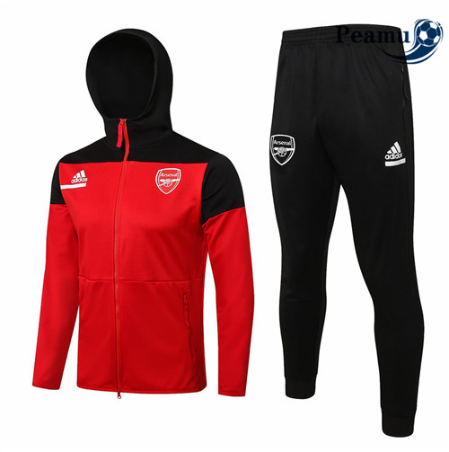 Peamu - Veste Survetement Arsenal à Capuche Rouge 2021-2022