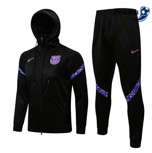 Peamu - Veste Survetement Barcelone à Capuche Noir 2021-2022