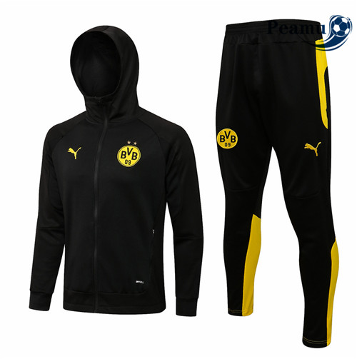 Peamu - Veste Survetement Borussia Dortmund à Capuche Noir 2021-2022