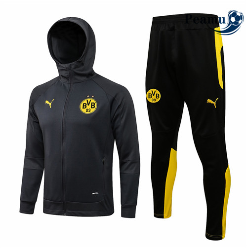 Peamu - Veste Survetement Borussia Dortmund à Capuche Gris 2021-2022