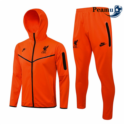 Peamu - Veste Survetement Liverpool à Capuche Rouge 2021-2022