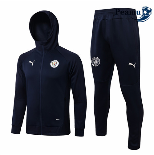 Peamu - Veste Survetement Manchester City à Capuche Bleu Marine 2021-2022