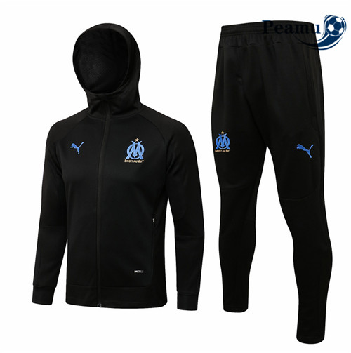 Peamu - Veste Survetement Marseille à Capuche Noir 2021-2022