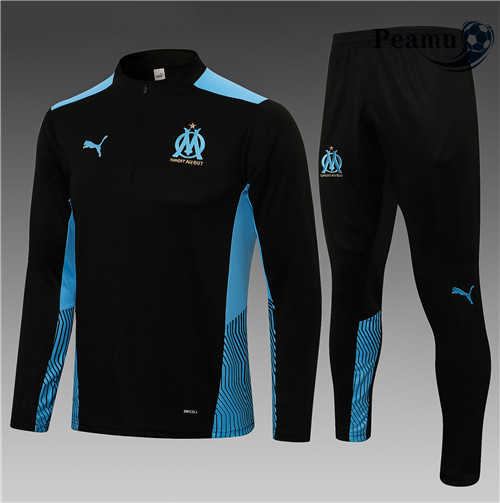 Peamu - Survetement Marseille Enfant Noir 2021-2022