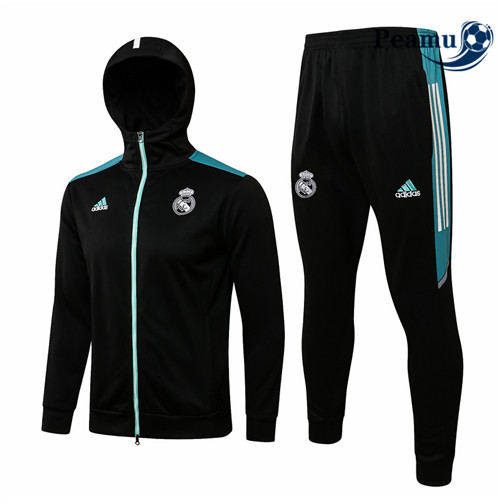 Peamu - Veste Survetement Real Madrid à Capuche Noir/Bleu 2021-2022