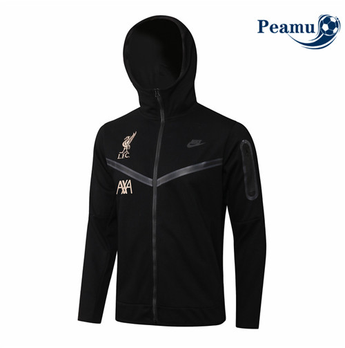 Peamu - Veste foot Liverpool à Capuche Noir 2021-2022