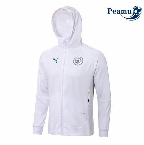 Peamu - Veste foot Manchester City à Capuche Blanc 2021-2022