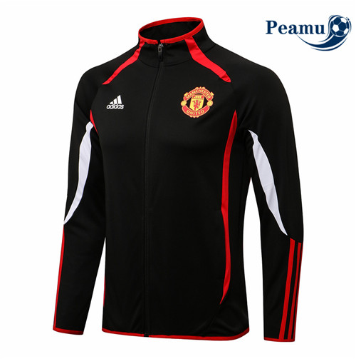 Peamu - Veste foot Manchester United Noir/Blanc 2021-2022 Col Haut