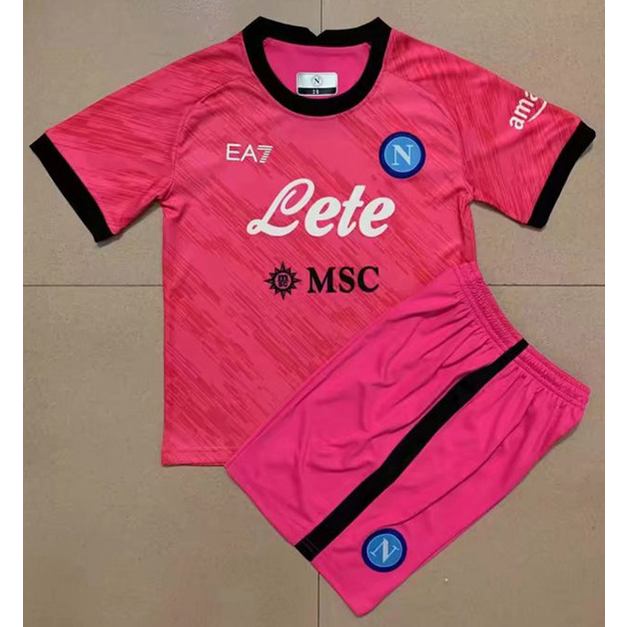 peamu.fr - Maillot foot Naples Enfant Gardien de but Rose 2022-2023 Fiable I017