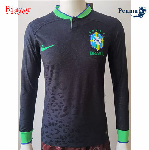 Maillot Foot Brésil Player Version Manche Longue Noir 2022-2023 peamu 079