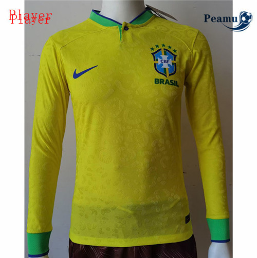 Maillot Foot Brésil Player Version Domicile Manche Longue 2022-2023 peamu 080