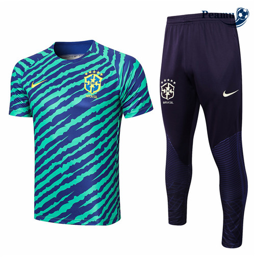 Maillot Foot Maillot Kit Entrainement Foot Bresil + Pantalon Bleu 2022-2023 peamu 594