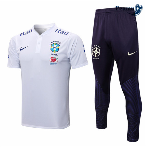 Maillot Foot Maillot Kit Entrainement Foot Bresil + Pantalon Blanc 2022-2023 peamu 596