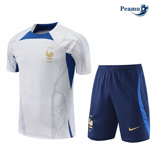 Maillot Foot Maillot Kit Entrainement Foot France + Pantalon Blanc 2022-2023 peamu 598