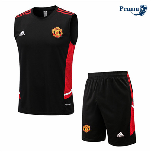 Maillot Foot Maillot Kit Entrainement Foot Manchester United Debardeur + Pantalon Noir 2022-2023 peamu 606