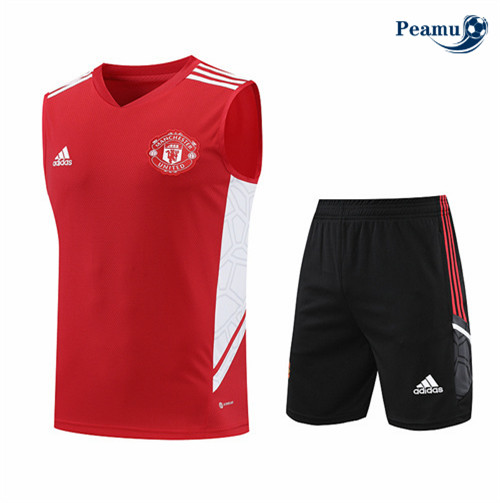 Maillot Foot Maillot Kit Entrainement Foot Manchester United Debardeur + Pantalon Rouge 2022-2023 peamu 607