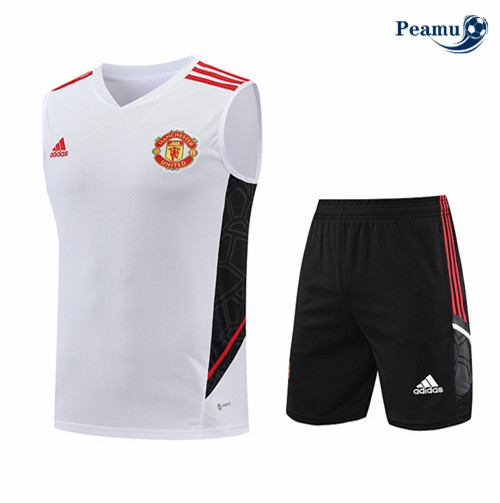 Maillot Foot Maillot Kit Entrainement Foot Manchester United Debardeur + Pantalon Blanc 2022-2023 peamu 608