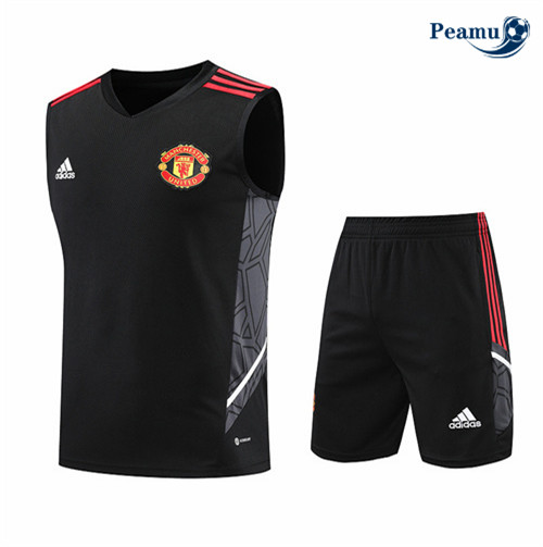 Maillot Foot Maillot Kit Entrainement Foot Manchester United Debardeur + Pantalon Noir 2022-2023 peamu 609