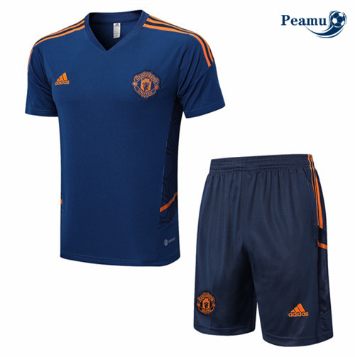 Maillot Foot Maillot Kit Entrainement Foot Manchester United + Pantalon Bleu 2022-2023 peamu 610