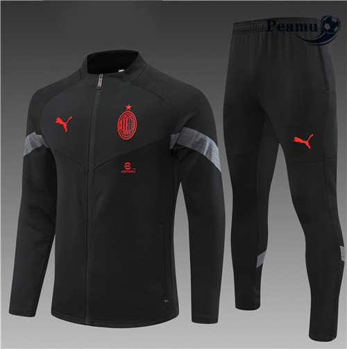 Maillot Foot Veste Survetement AC Milan Enfant Noir 2022-2023 peamu 535