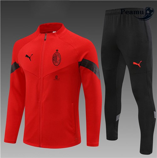 Maillot Foot Veste Survetement AC Milan Enfant Rouge 2022-2023 peamu 536