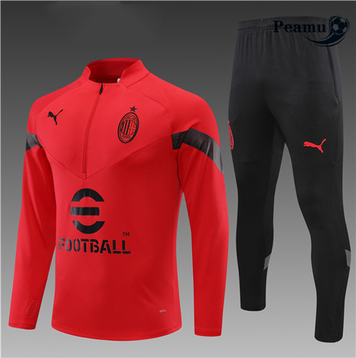 Maillot Foot Survetement AC Milan Enfant Rouge 2022-2023 peamu 537