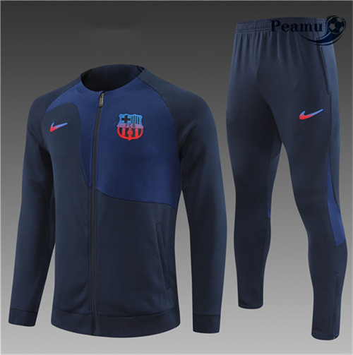 Maillot Foot Veste Survetement Barcelone Enfant Bleu 2022-2023 peamu 416