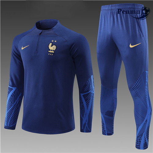 Maillot Foot Survetement France Enfant Bleu 2022-2023 peamu 492