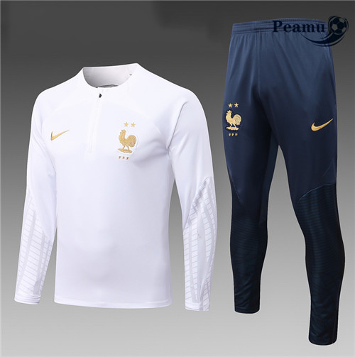 Maillot Foot Survetement France Enfant Blanc 2022-2023 peamu 493
