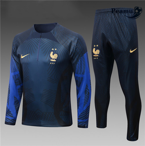 Maillot Foot Survetement France Enfant Bleu 2022-2023 peamu 495