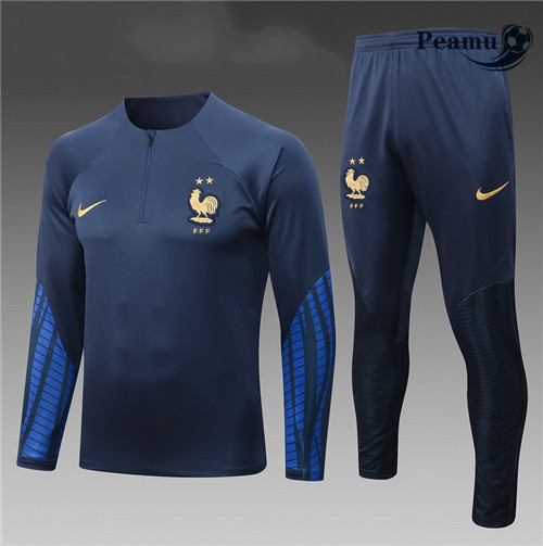 Maillot Foot Survetement France Enfant Bleu 2022-2023 peamu 497