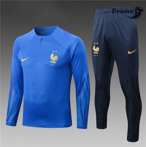 Maillot Foot Survetement France Enfant Bleu 2022-2023 peamu 498