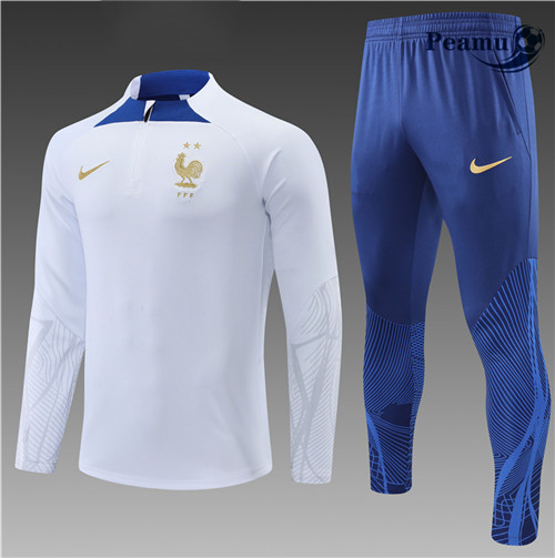 Maillot Foot Survetement France Enfant Blanc 2022-2023 peamu 500
