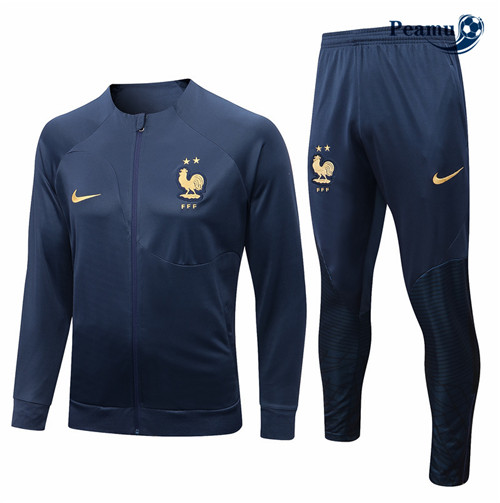Maillot Foot Veste Survetement France Bleu 2022-2023 peamu 341