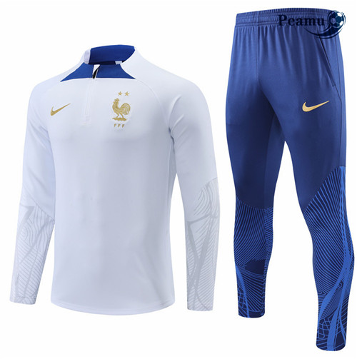 Maillot Foot Survetement France Blanc 2022-2023 peamu 343