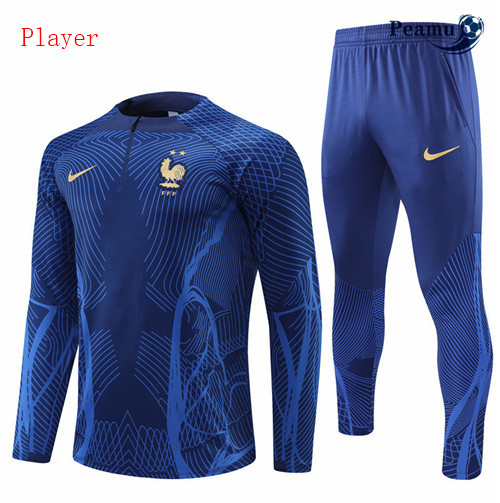 Maillot Foot Survetement player France Bleu 2022-2023 peamu 348