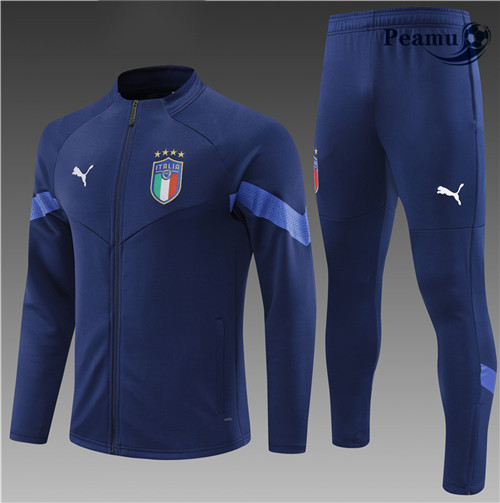Maillot Foot Veste Survetement Italie Enfant Bleu 2022-2023 peamu 502