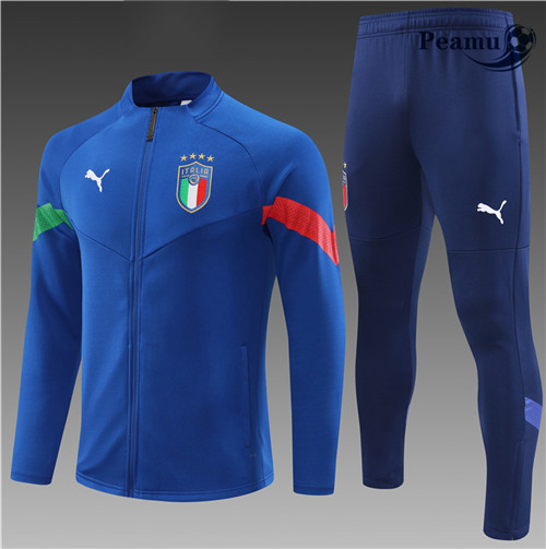 Maillot Foot Veste Survetement Italie Enfant Bleu 2022-2023 peamu 503