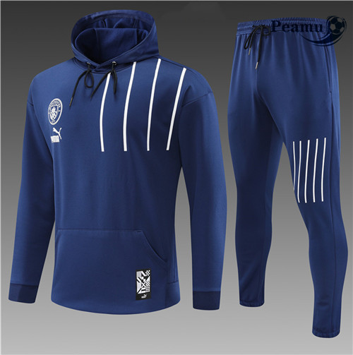 Maillot Foot Survetement - Sweat à capuche Manchester City Enfant Bleu 2022-2023 peamu 524