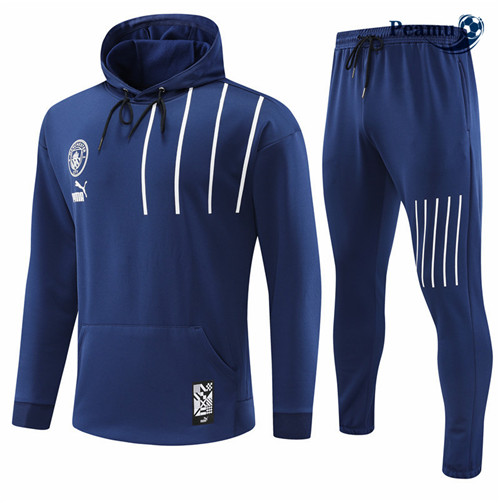 Maillot Foot Survetement Manchester City à capuche Bleu 2022-2023 peamu 375