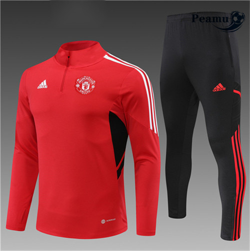 Maillot Foot Survetement Manchester United Enfant Rouge 2022-2023 peamu 528
