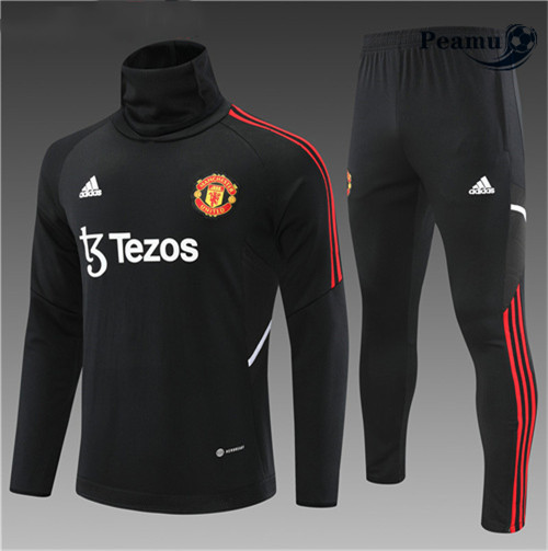 Maillot Foot Survetement Manchester United Enfant Noir 2022-2023 peamu 529