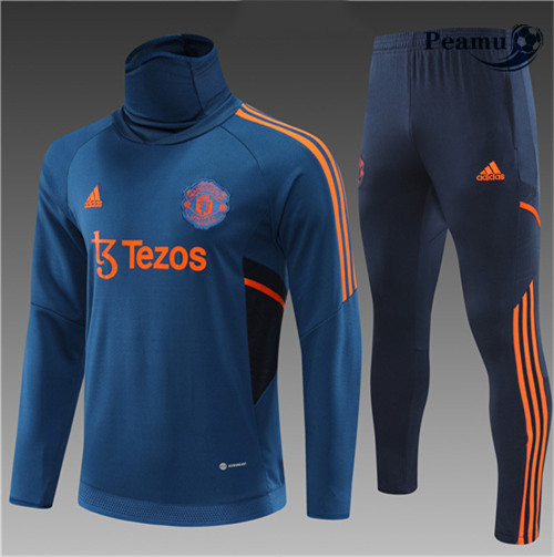 Maillot Foot Survetement Manchester United Enfant Bleu 2022-2023 peamu 530