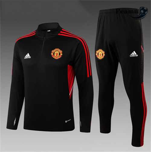 Maillot Foot Survetement Manchester United Enfant Noir 2022-2023 peamu 532