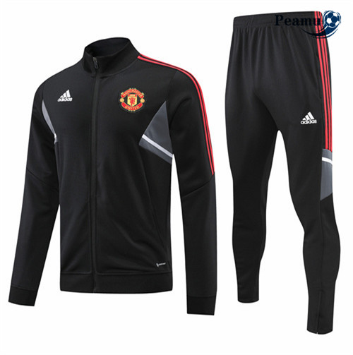 Maillot Foot Veste Survetement Manchester United Noir 2022-2023 peamu 379