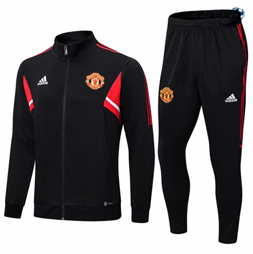 Maillot Foot Veste Survetement Manchester United Noir 2022-2023 peamu 384