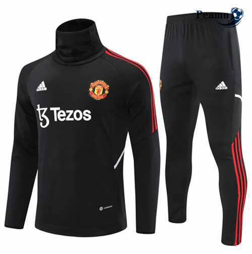 Maillot Foot Survetement Manchester United Noir 2022-2023 peamu 386