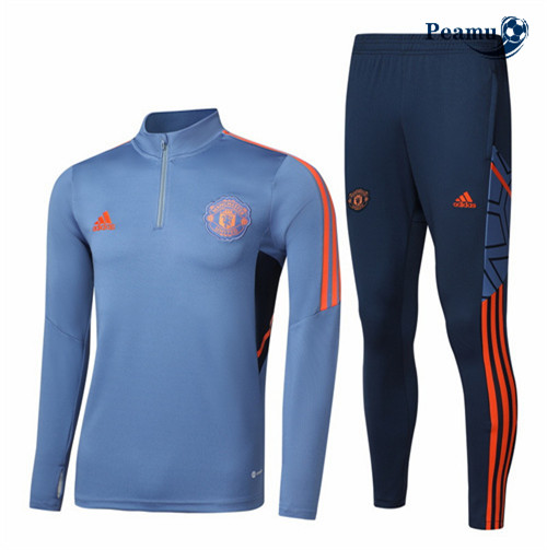 Maillot Foot Survetement Manchester United Bleu 2022-2023 peamu 391