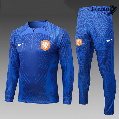 Maillot Foot Survetement Pays-Bas Enfant Bleu 2022-2023 peamu 504